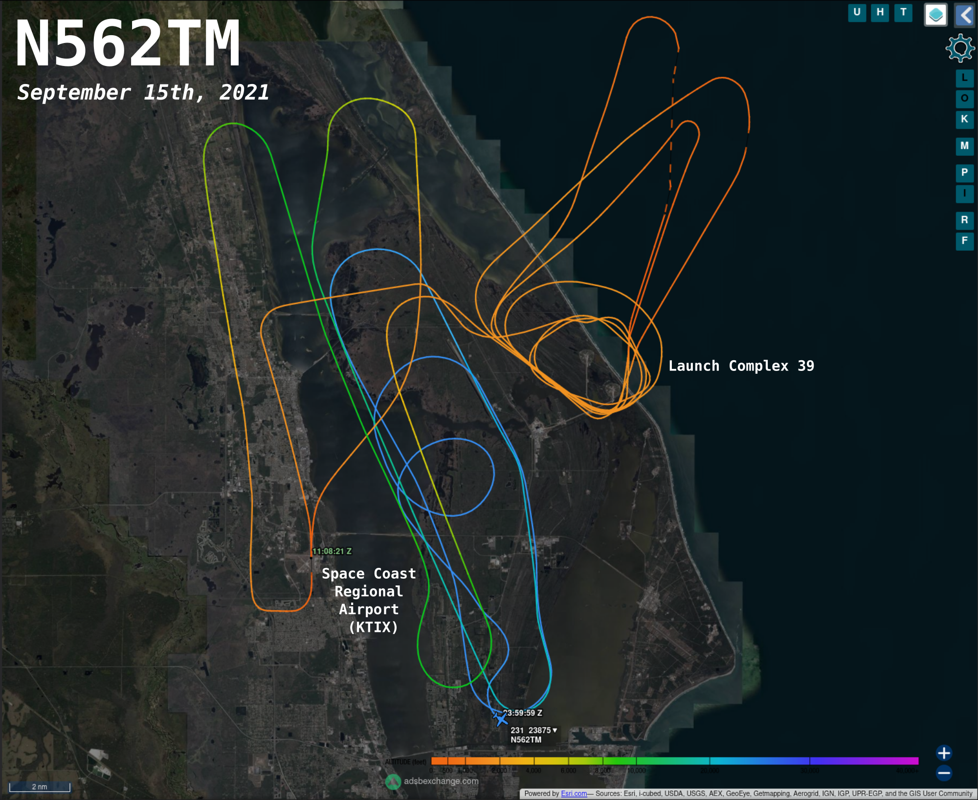 N562TM flights, September 15th-16th