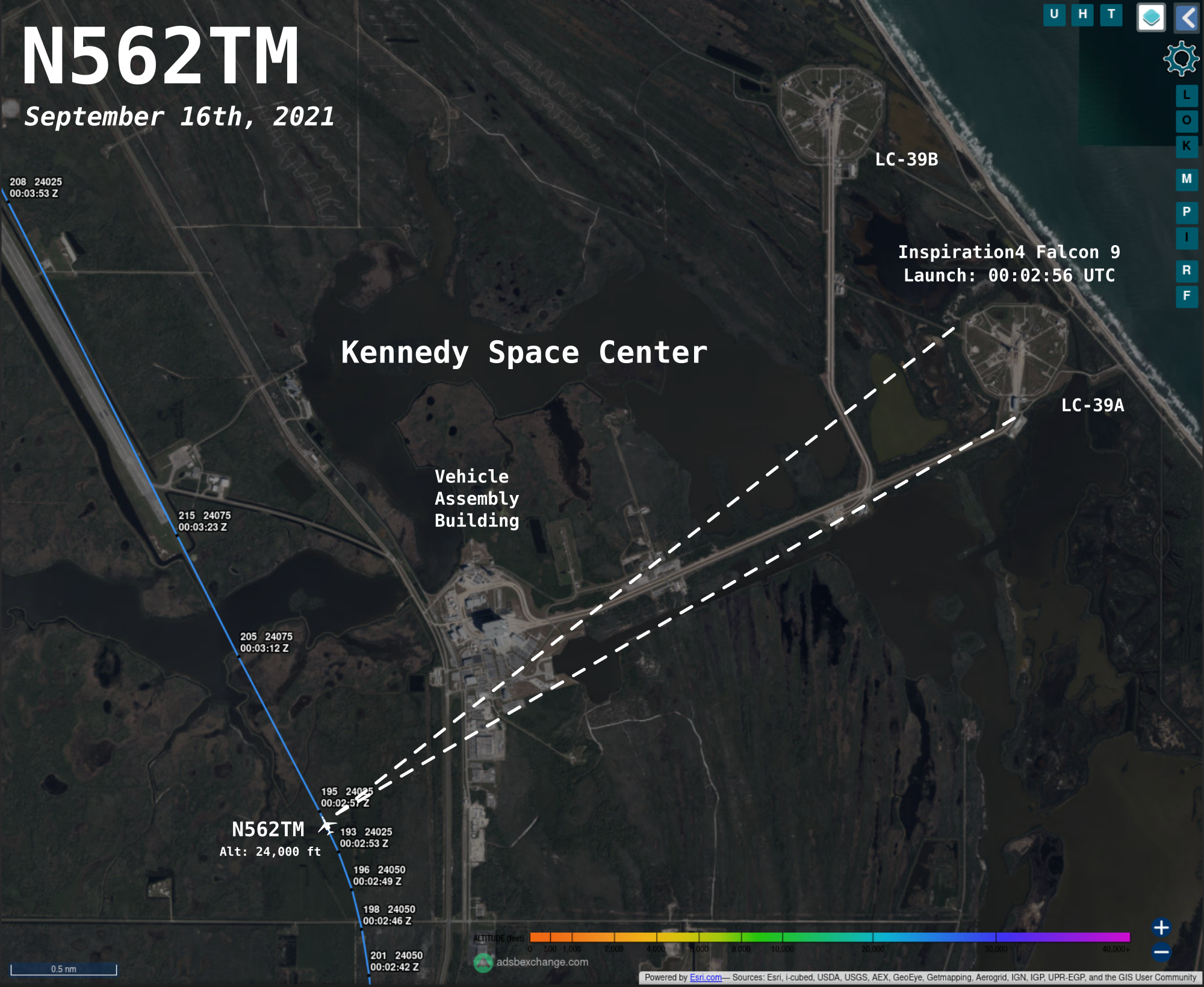 N562TM flights, September 15th-16th, closeup