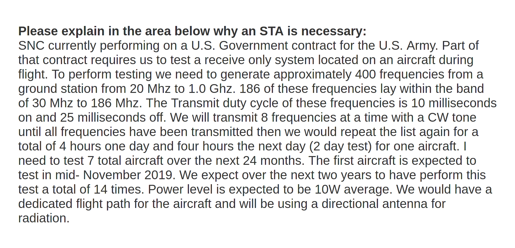 SNC FCC License, Explanation