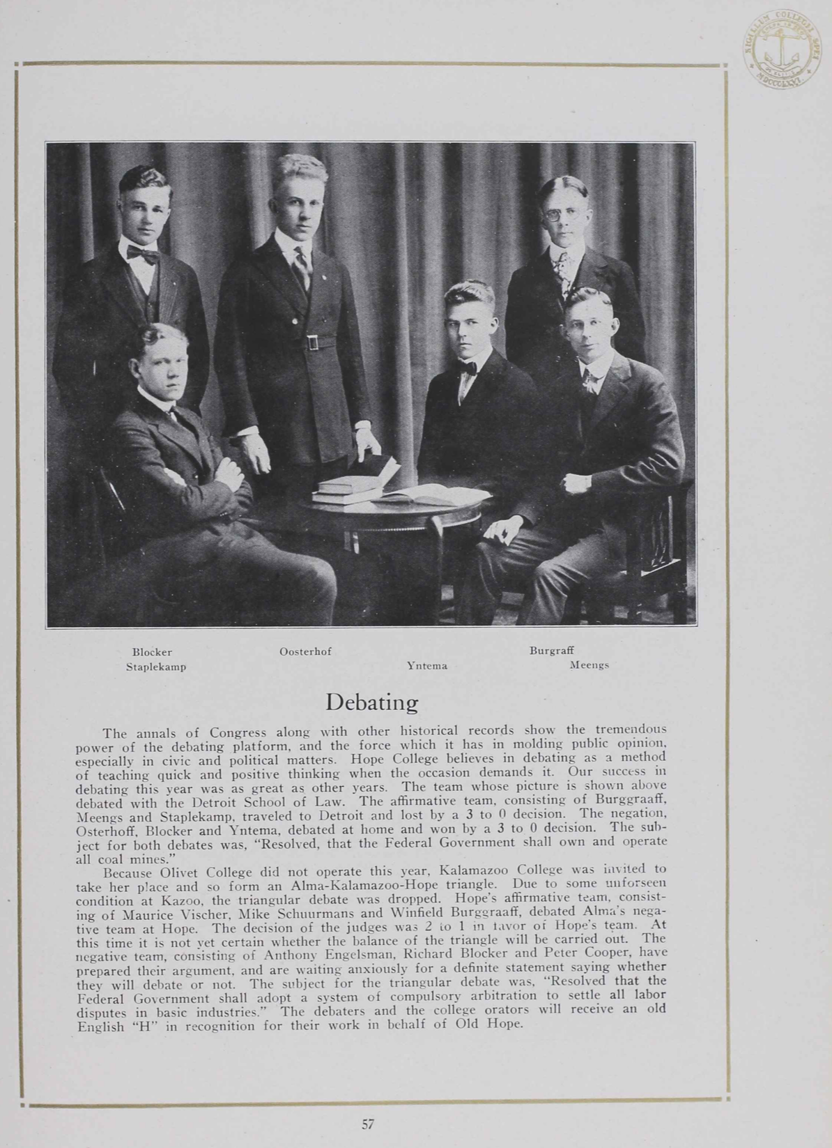 Debate Team 1920